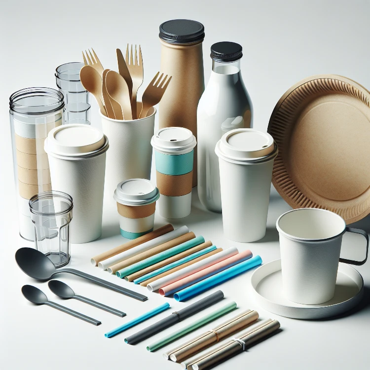 A table with cups, spoons and other utensils.