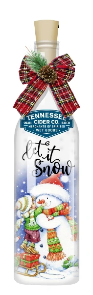 A bottle of tennessee cider company let it snow.