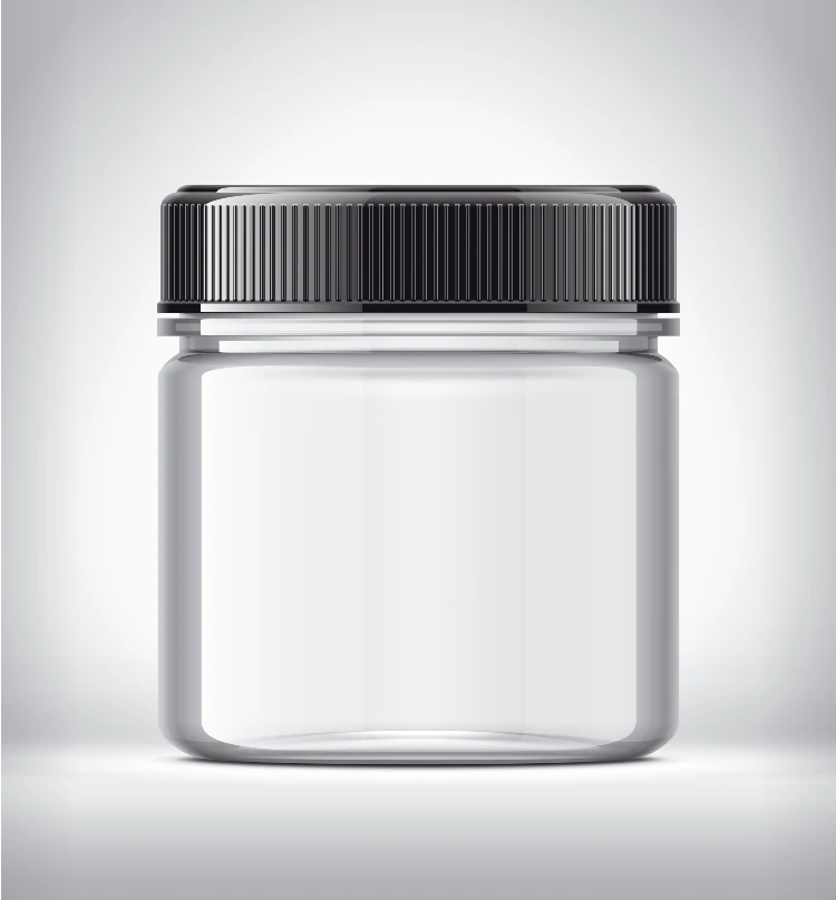 A jar with a black lid on it